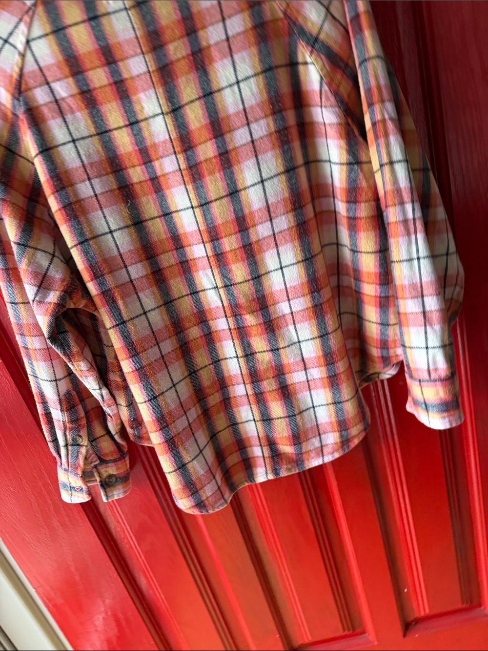 Billabong Pink Yellow Plaid Button-Down Shirt - Picture 8 of 8